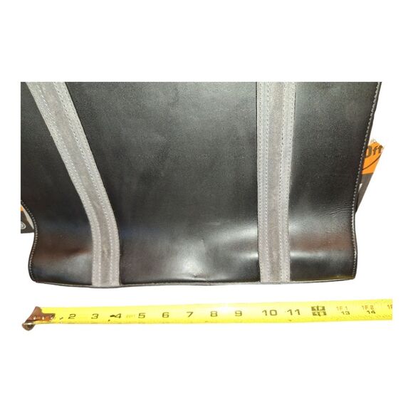 Alberta Di Canio Satchel Made in Italy Black Leather Purse with Gray Suede Trim - Picture 13 of 16